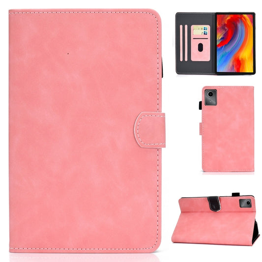 For Lenovo Tab M11 / Xiaoxin Pad 11 2024 Stitching Cowhide Texture Smart Leather Tablet Case(Pink) - Lenovo by buy2fix | Online Shopping UK | buy2fix