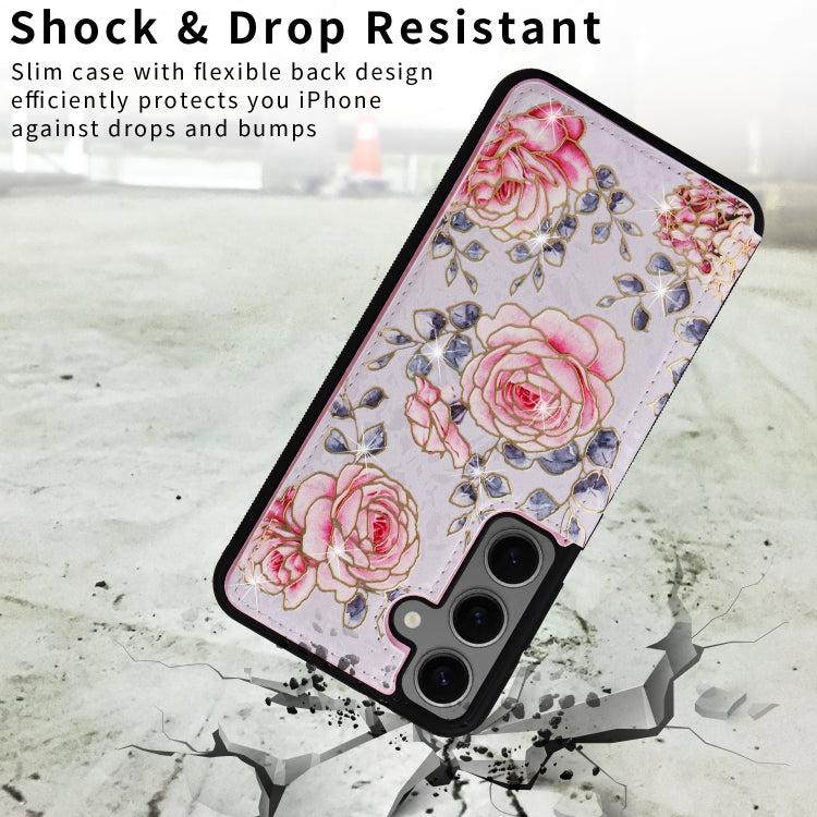 For Samsung Galaxy S25+ 5G Printed Double Buckle RFID Anti-theft Phone Case(Pastoral Rose) - Galaxy S25+ 5G Cases by buy2fix | Online Shopping UK | buy2fix