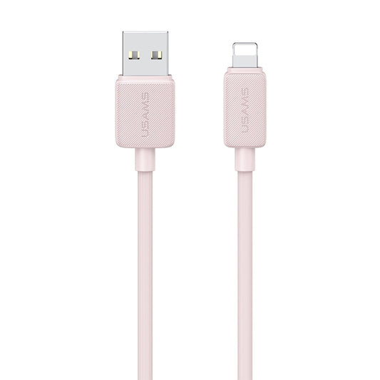USAMS US-SJ694 USB to 8 Pin 2.4A Striped Fast Charge Data Cable, Length:2m(Pink) - Normal Style Cable by USAMS | Online Shopping UK | buy2fix