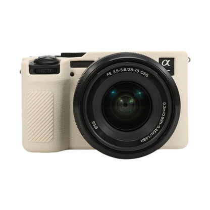 For Sony ILCE-7CM2 / A7C II / A7CR Litchi Texture Soft Silicone Protective Case(White) - Protective Case by buy2fix | Online Shopping UK | buy2fix