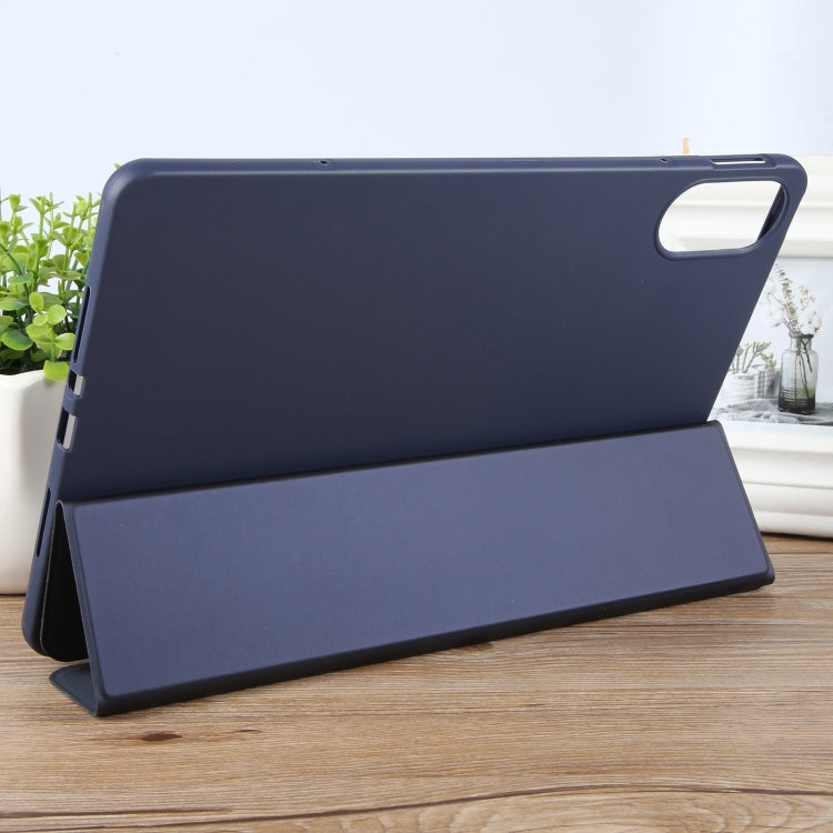 For Huawei MatePad SE 11 2024 Tri-fold Silicone Leather Tablet Case(Dark Blue) - Huawei by buy2fix | Online Shopping UK | buy2fix