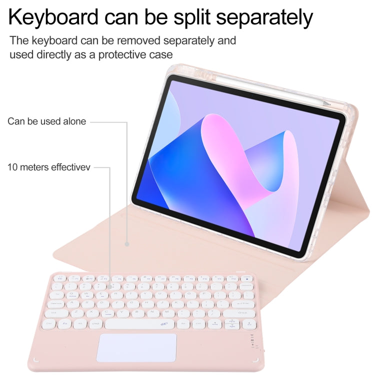 For Huawei MatePad 11 2023 / 2021 Round Button Bluetooth Keyboard Rotatable Holder Leather Case with Touchpad(Rose Gold) - Huawei Keyboard by buy2fix | Online Shopping UK | buy2fix