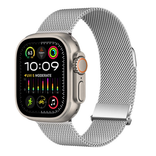 For Apple Watch Ultra 49mm ZGA Milanese Magnetic Metal Watch Band(Silver) - Watch Bands by ZGA | Online Shopping UK | buy2fix