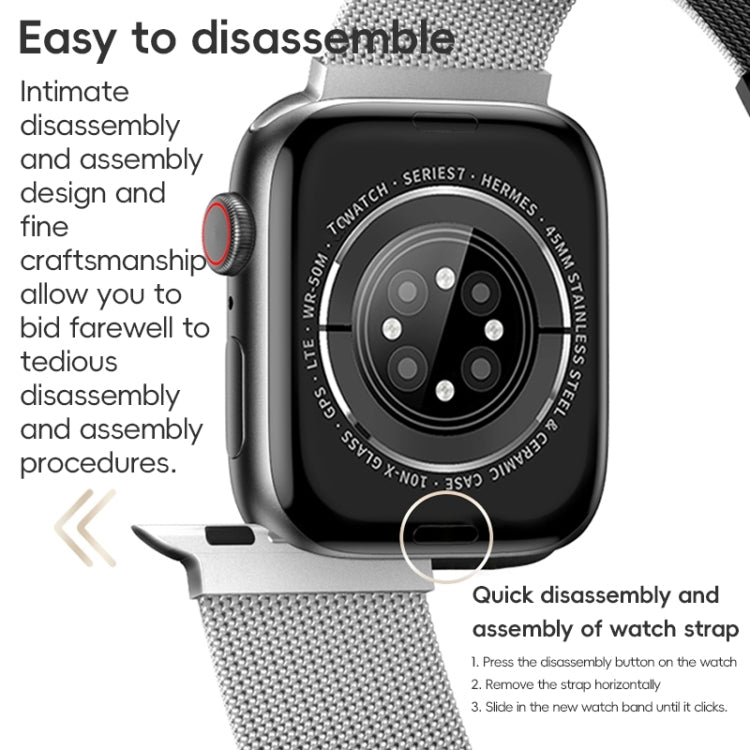 For Apple Watch Ultra 49mm ZGA Milanese Magnetic Metal Watch Band(Black) - Watch Bands by ZGA | Online Shopping UK | buy2fix