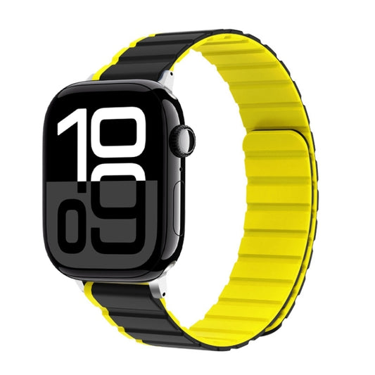 For Apple Watch Series 10 42mm ZGA Two Color Magnetic Silicone Watch Band(Grey+Yellow) - Watch Bands by ZGA | Online Shopping UK | buy2fix