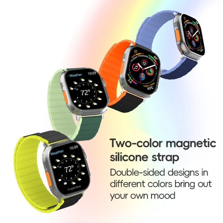 For Apple Watch SE 2022 44mm ZGA Two Color Magnetic Silicone Watch Band(Black+Orange) - Watch Bands by ZGA | Online Shopping UK | buy2fix