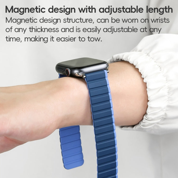 For Apple Watch Ultra 49mm ZGA Two Color Magnetic Silicone Watch Band(Dark Blue+Light Blue) - Watch Bands by ZGA | Online Shopping UK | buy2fix