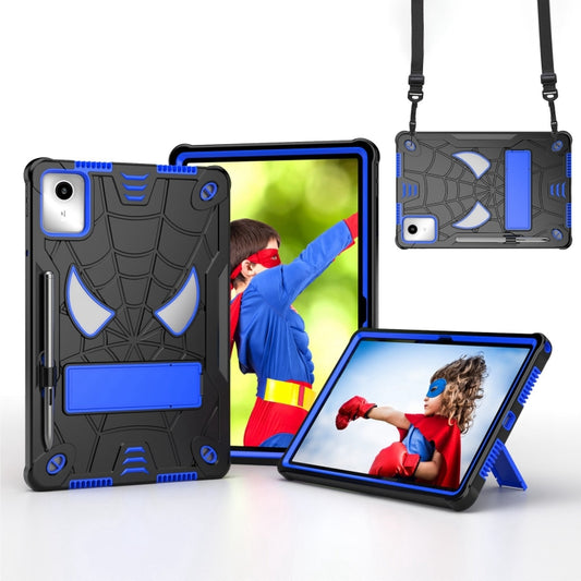 For Lenovo Tab M11/ Xiaoxin Pad 11 2024 Fold-Holder Spider Silicone Hybrid PC Tablet Case(Back Blue) - Lenovo by buy2fix | Online Shopping UK | buy2fix