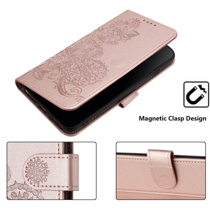 For iPhone SE 2024 Datura Flower Embossed Flip Leather Phone Case(Rose Gold) - More iPhone Cases by buy2fix | Online Shopping UK | buy2fix