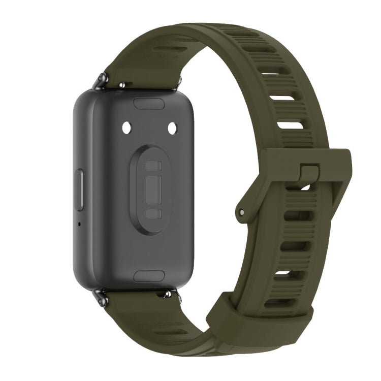 For Samsung Galaxy Fit 3 Mijobs Flat Hole Silicone Watch Band(Khaki Green+Black) - Watch Bands by MIJOBS | Online Shopping UK | buy2fix