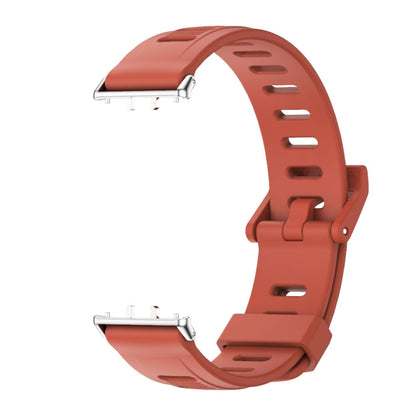 For Samsung Galaxy Fit 3 Mijobs Flat Hole Silicone Watch Band(Orange+Silver) - Watch Bands by MIJOBS | Online Shopping UK | buy2fix