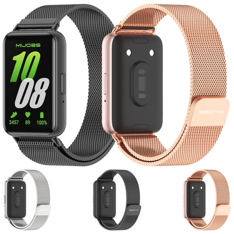 For Samsung Galaxy Fit 3 Mijobs Milan Magnetic Metal Watch Band(Rose Gold) - Watch Bands by MIJOBS | Online Shopping UK | buy2fix