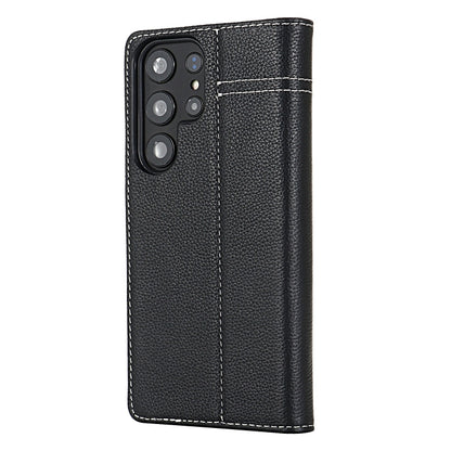 For Samsung Galaxy S24+ 5G GEBEI Top-grain Horizontal Flip Leather Phone Case(Black) - Galaxy S24+ 5G Cases by GEBEI | Online Shopping UK | buy2fix