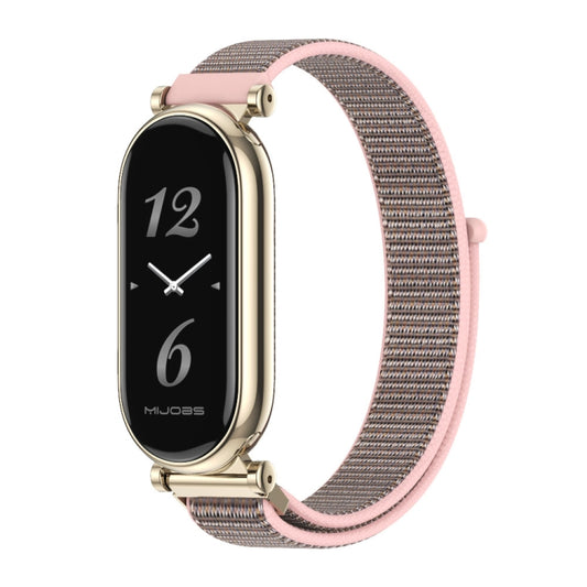 For Xiaomi Mi Band 8 / 9 / 9 NFC Mijobs GT4 Breathable Nylon Loop Watch Band(Pink Light Gold) - Watch Bands by MIJOBS | Online Shopping UK | buy2fix