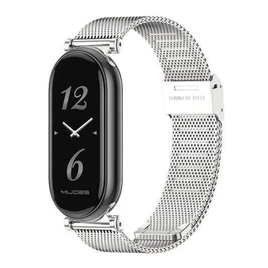 For Xiaomi Mi Band 8 / 9 / 9 NFC Mijobs GT4 Milan Buckle Metal Watch Band(Silver) - Watch Bands by MIJOBS | Online Shopping UK | buy2fix