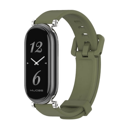 For Xiaomi Mi Band 8 / 9 / 9 NFC Mijobs GT4 Silicone Breathable Watch Band(Army Green Silver) - Watch Bands by MIJOBS | Online Shopping UK | buy2fix