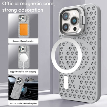For iPhone 15 Hollow Cooling Lens Holder MagSafe Magnetic TPU Phone Case(Black) - iPhone 15 Cases by buy2fix | Online Shopping UK | buy2fix