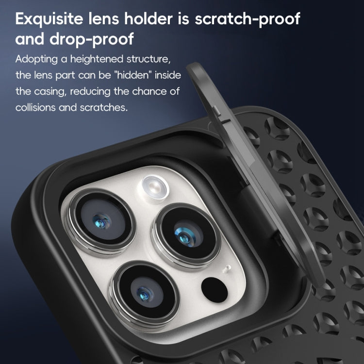 For iPhone 14 Plus Hollow Cooling Lens Holder MagSafe Magnetic TPU Phone Case(Black) - iPhone 14 Plus Cases by buy2fix | Online Shopping UK | buy2fix