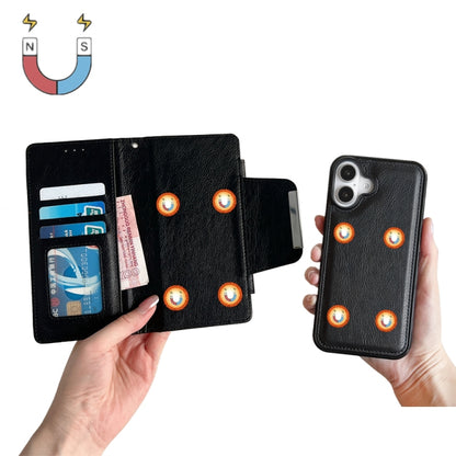 For iPhone 16 Multifunctional Seven Cards Wallet Leather Phone Case(Black) - iPhone 16 Cases by buy2fix | Online Shopping UK | buy2fix