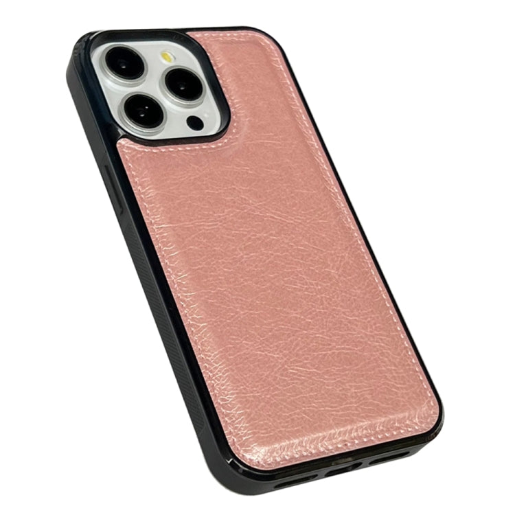 For iPhone 16 Pro Cowhide Texture Back Cover Phone Case(Rose Gold) - iPhone 16 Pro Cases by buy2fix | Online Shopping UK | buy2fix