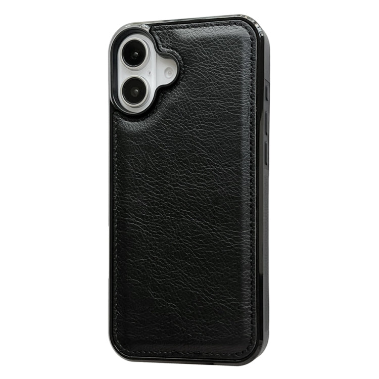 For iPhone 16 Cowhide Texture Back Cover Phone Case(Black) - iPhone 16 Cases by buy2fix | Online Shopping UK | buy2fix