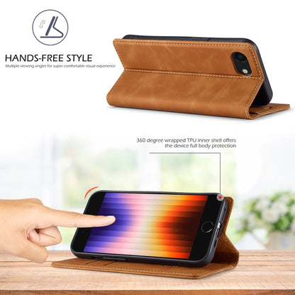 For iPhone SE 2024 LC.IMEEKE Strong Magnetic Leather Phone Case with Holder & Card Slots & Wallet(Brown) - More iPhone Cases by LC.IMEEKE | Online Shopping UK | buy2fix