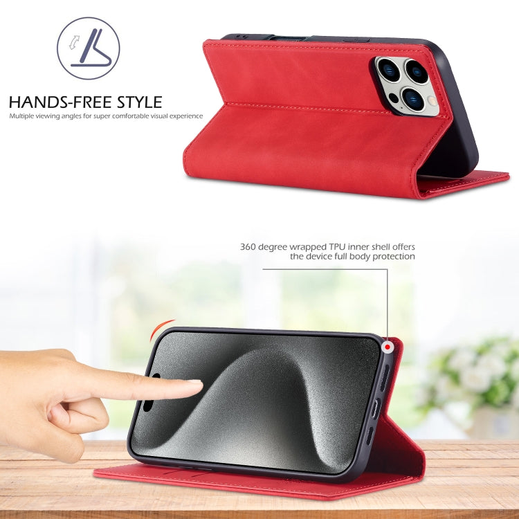 For iPhone 16 Pro LC.IMEEKE Strong Magnetism Microfiber Leather Phone Case(Red) - iPhone 16 Pro Cases by LC.IMEEKE | Online Shopping UK | buy2fix