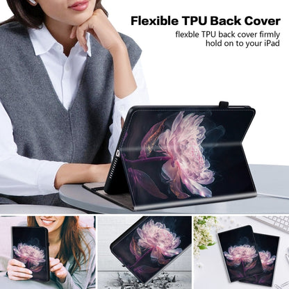 For iPad Air 11 2024 Crystal Texture Painted Leather Smart Tablet Case(Purple Peony) - iPad Air 11 2024 Cases by buy2fix | Online Shopping UK | buy2fix