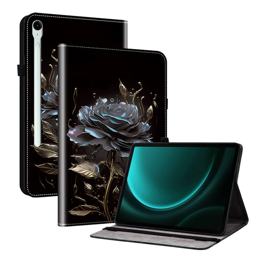 For Samsung Galaxy Tab S9 / S9 FE Crystal Texture Painted Leather Tablet Case(Black Rose) - Galaxy Tab S9 Cases by buy2fix | Online Shopping UK | buy2fix