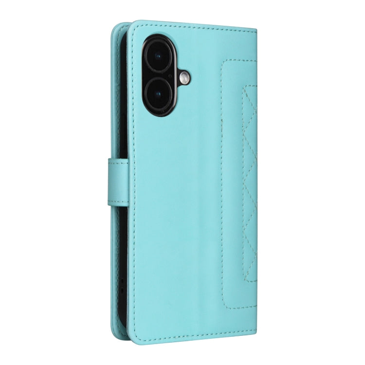 For iPhone 16 Diamond Lattice Leather Flip Phone Case(Mint Green) - iPhone 16 Cases by buy2fix | Online Shopping UK | buy2fix