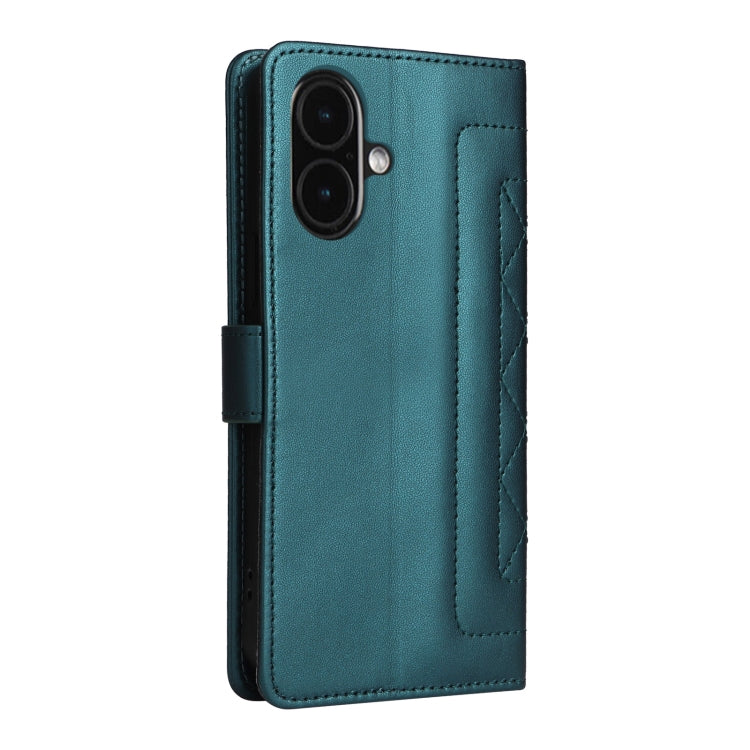 For iPhone 16 Plus Diamond Lattice Leather Flip Phone Case(Green) - iPhone 16 Plus Cases by buy2fix | Online Shopping UK | buy2fix