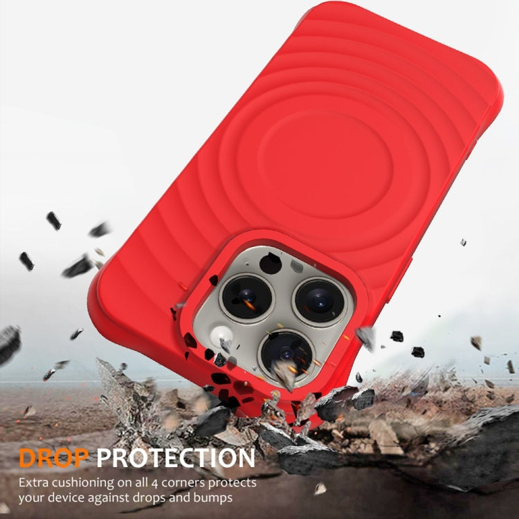 For iPhone 15 Pro Max Wave Texture MagSafe Magnetic Liquid Silicone Phone Case(Red) - iPhone 15 Pro Max Cases by buy2fix | Online Shopping UK | buy2fix