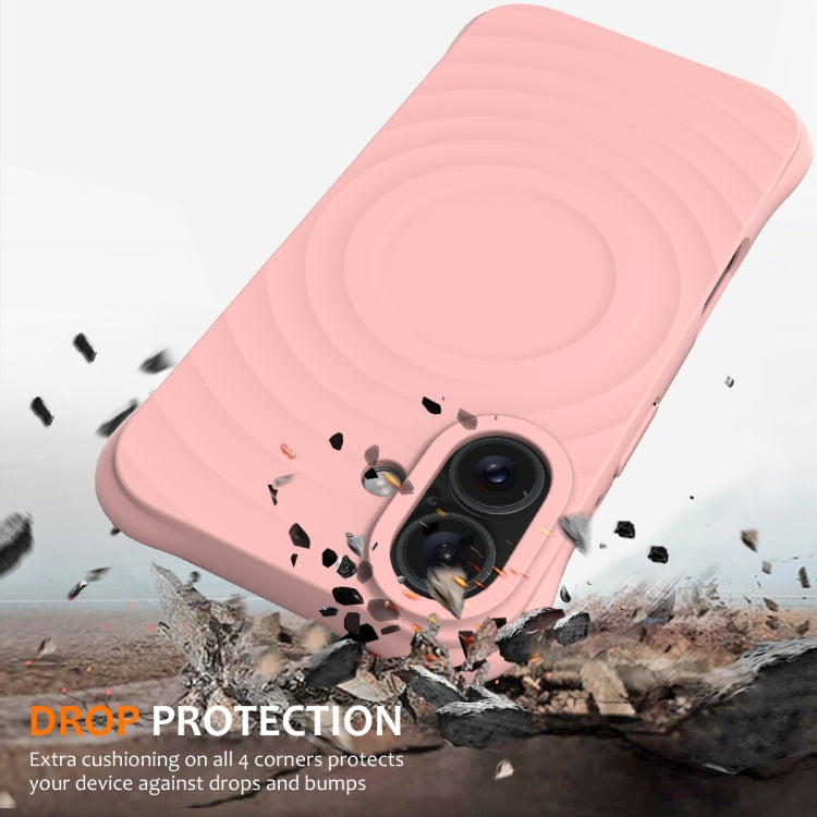 For iPhone 16 Plus Wave Texture MagSafe Magnetic Liquid Silicone Phone Case(Pink) - iPhone 16 Plus Cases by buy2fix | Online Shopping UK | buy2fix