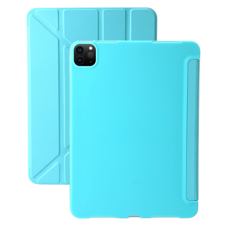 For iPad Pro 13 2024 TPU Deformation Flip Leather Tablet Case with Holder(Mint Blue) - iPad Pro 13 2024 Cases by buy2fix | Online Shopping UK | buy2fix