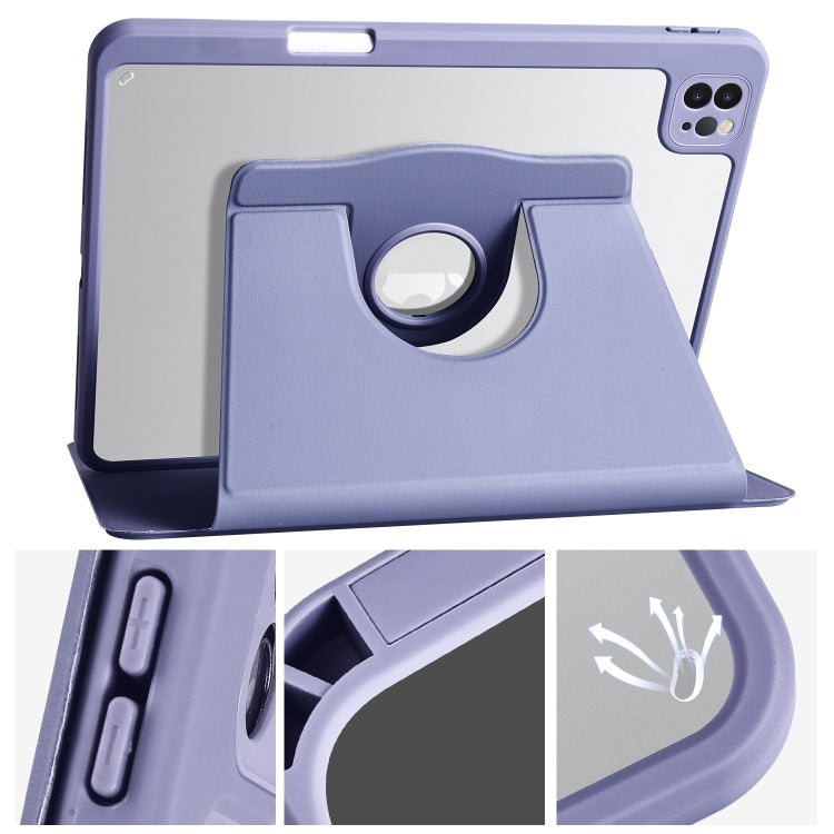 For iPad Air 11 2024 Acrylic 360 Degree Rotation Holder Leather Tablet Case(Lavender Purple) - iPad Air 11 2024 Cases by buy2fix | Online Shopping UK | buy2fix