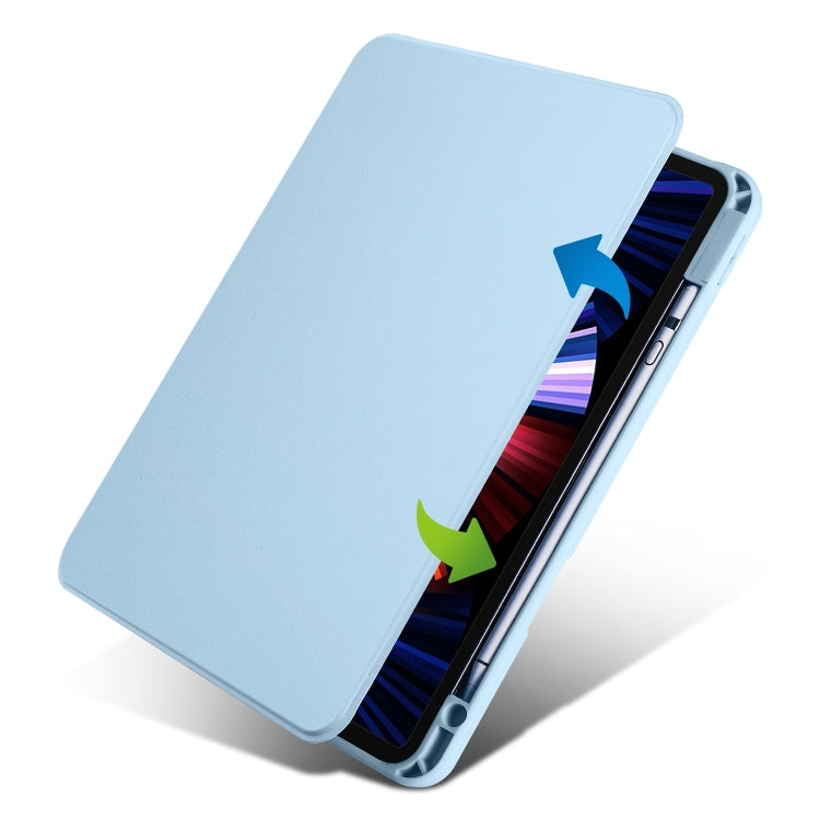 For iPad Pro 11 2024 Acrylic 360 Degree Rotation Holder Leather Tablet Case(Ice Blue) - iPad Pro 11 2024 Cases by buy2fix | Online Shopping UK | buy2fix