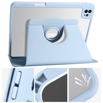 For iPad Pro 11 2024 Acrylic 360 Degree Rotation Holder Leather Tablet Case(Ice Blue) - iPad Pro 11 2024 Cases by buy2fix | Online Shopping UK | buy2fix