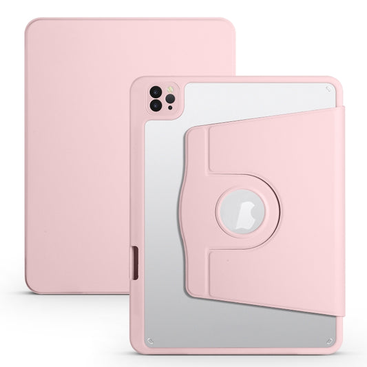 For iPad Pro 11 2024 Acrylic 360 Degree Rotation Holder Leather Tablet Case(Sand Pink) - iPad Pro 11 2024 Cases by buy2fix | Online Shopping UK | buy2fix