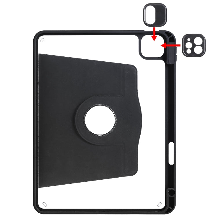 For iPad Pro 13 2024 Acrylic 360 Degree Rotation Holder Leather Tablet Case(Black) - iPad Pro 13 2024 Cases by buy2fix | Online Shopping UK | buy2fix