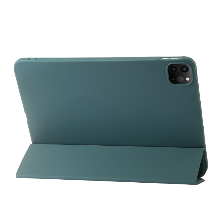 For iPad Pro 13 2024 Three-fold Holder Flip Tablet Leather Case(Dark Green) - iPad Pro 13 2024 Cases by buy2fix | Online Shopping UK | buy2fix