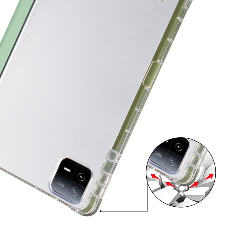 For iPad Air 13 2024 3-fold Clear TPU Smart Leather Tablet Case with Pen Slot(Green) - iPad Air 13 2024 Cases by buy2fix | Online Shopping UK | buy2fix