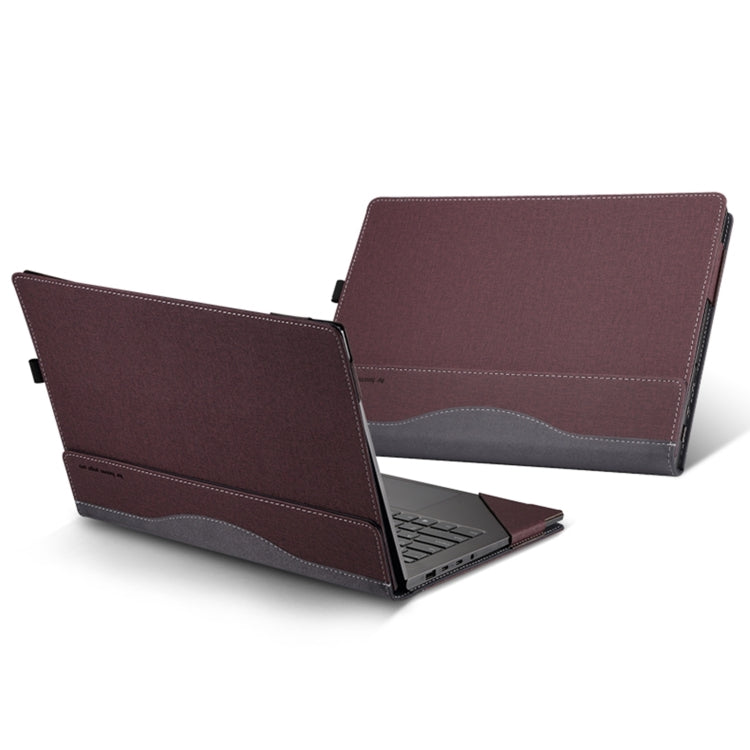 For HP Spectre X360 14 inch 14-ea / 14-ef Leather Laptop Shockproof Protective Case(Wine Red) - 14.1 inch by buy2fix | Online Shopping UK | buy2fix