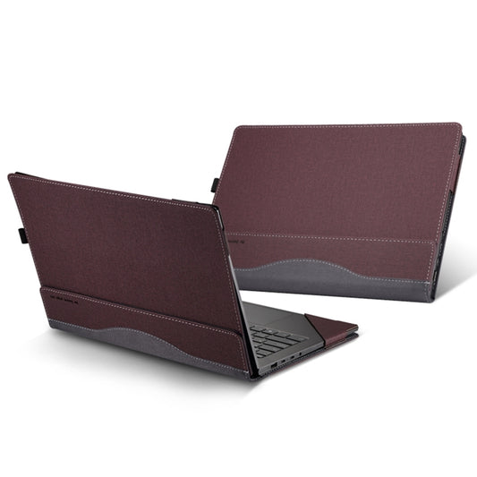 For HP Pavilion X360 Laptop 14t-ek / 14-ek Leather Laptop Shockproof Protective Case(Wine Red) - Screen & Keyboard Cover by buy2fix | Online Shopping UK | buy2fix