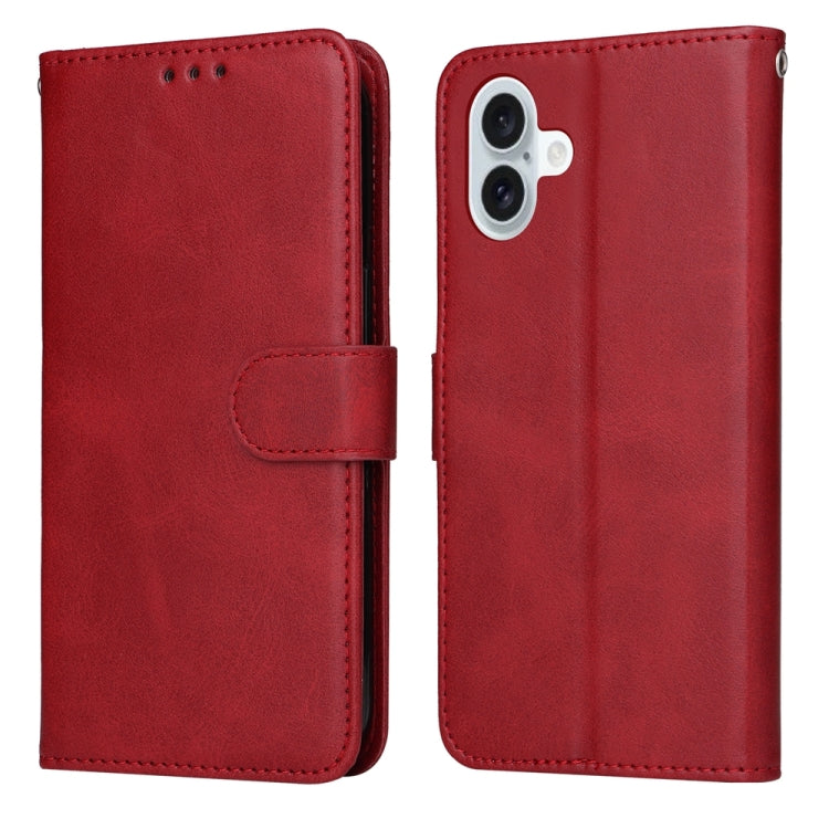 For iPhone 16 Plus Classic Calf Texture Flip Leather Phone Case(Red) - iPhone 16 Plus Cases by buy2fix | Online Shopping UK | buy2fix