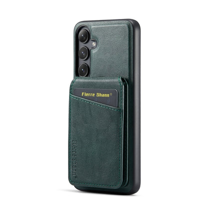 For Samsung Galaxy S24+ 5G Fierre Shann Oil Wax Cow Leather Magnetic Card Holder Phone Case(Green) - Galaxy S24+ 5G Cases by FIERRE SHANN | Online Shopping UK | buy2fix