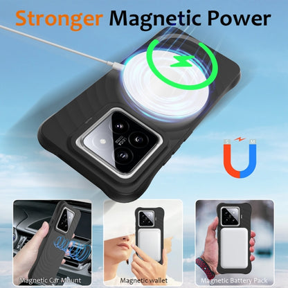 For Xiaomi 14 Pro Wave Texture MagSafe Magnetic Liquid Silicone Phone Case(Black) - 14 Pro Cases by buy2fix | Online Shopping UK | buy2fix