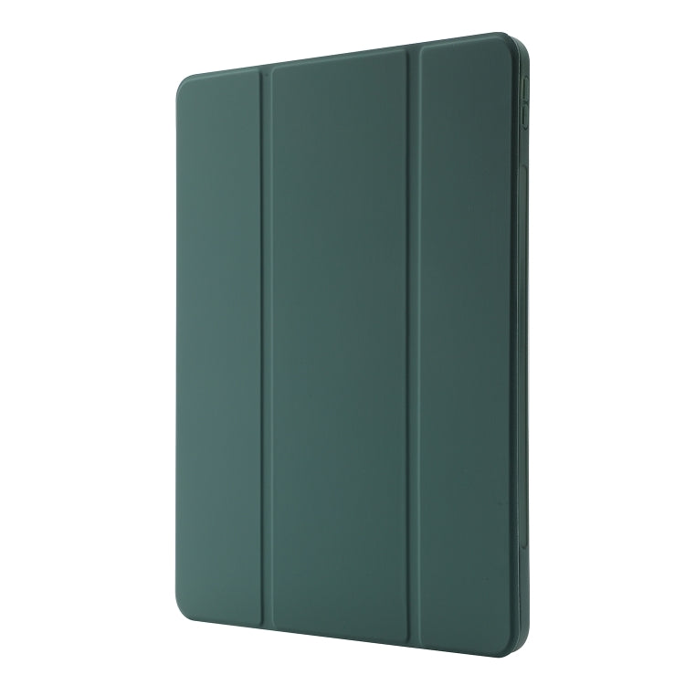 For iPad Pro 13 2024 Skin Feel Tri-fold Leather Tablet Case with Pen Slot(Dark Green) - iPad Pro 13 2024 Cases by buy2fix | Online Shopping UK | buy2fix