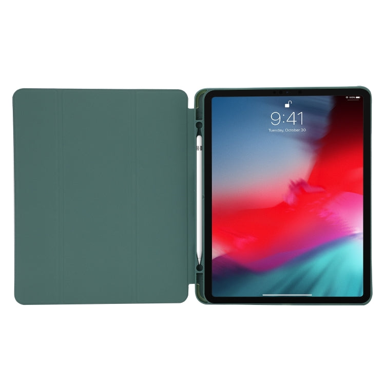 For iPad Air 11 2024 Skin Feel Tri-fold Leather Tablet Case with Pen Slot(Black) - iPad Air 11 2024 Cases by buy2fix | Online Shopping UK | buy2fix