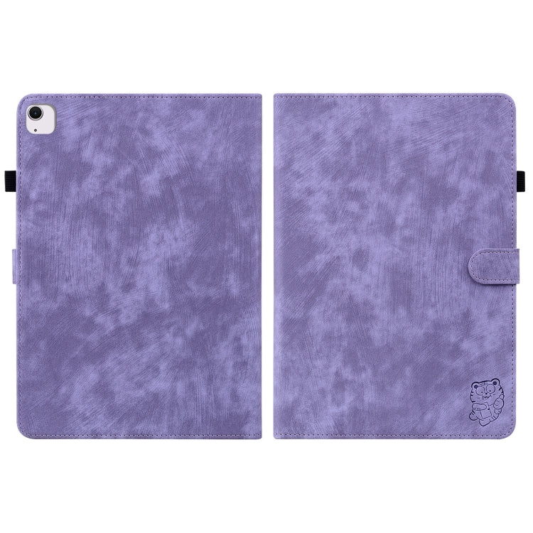 For iPad Air 13 2024 Embossed Tiger Pattern Leather Tablet Case(Purple) - iPad Air 13 2024 Cases by buy2fix | Online Shopping UK | buy2fix