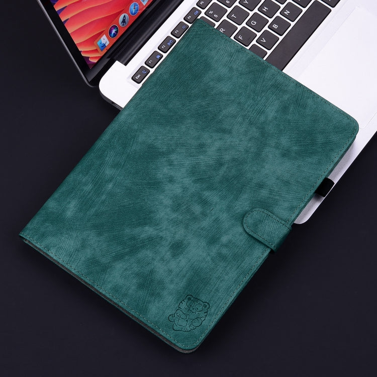 For iPad Air 13 2024 Embossed Tiger Pattern Leather Tablet Case(Dark Green) - iPad Air 13 2024 Cases by buy2fix | Online Shopping UK | buy2fix